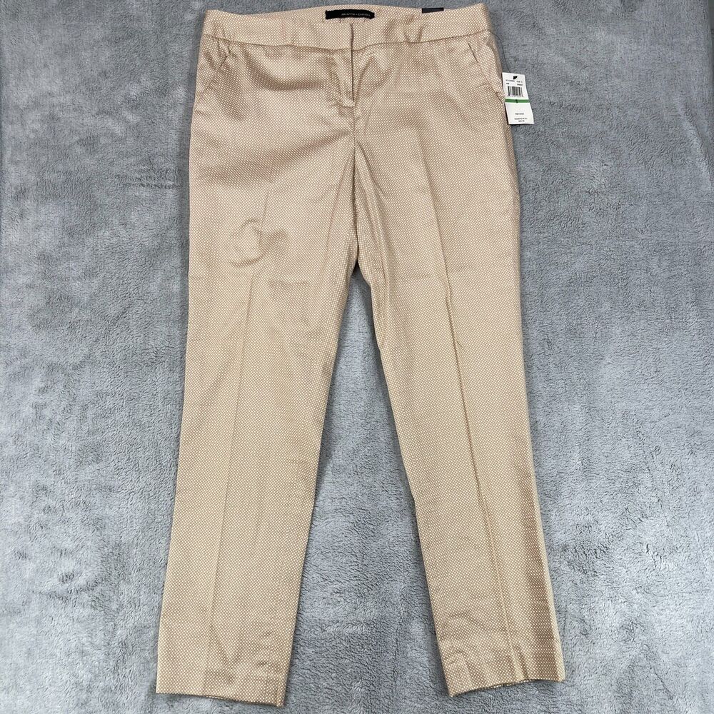 Amanda + Chelsea Ankle Pant Women's 8 Beige Polka Dot Stretch Low Rise Classic